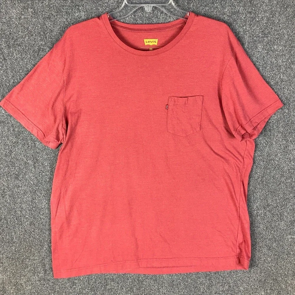 Levi's T-Shirt Men's‎ 2XL Short Sleeve Red Cotton Blend Casual Adults XXL